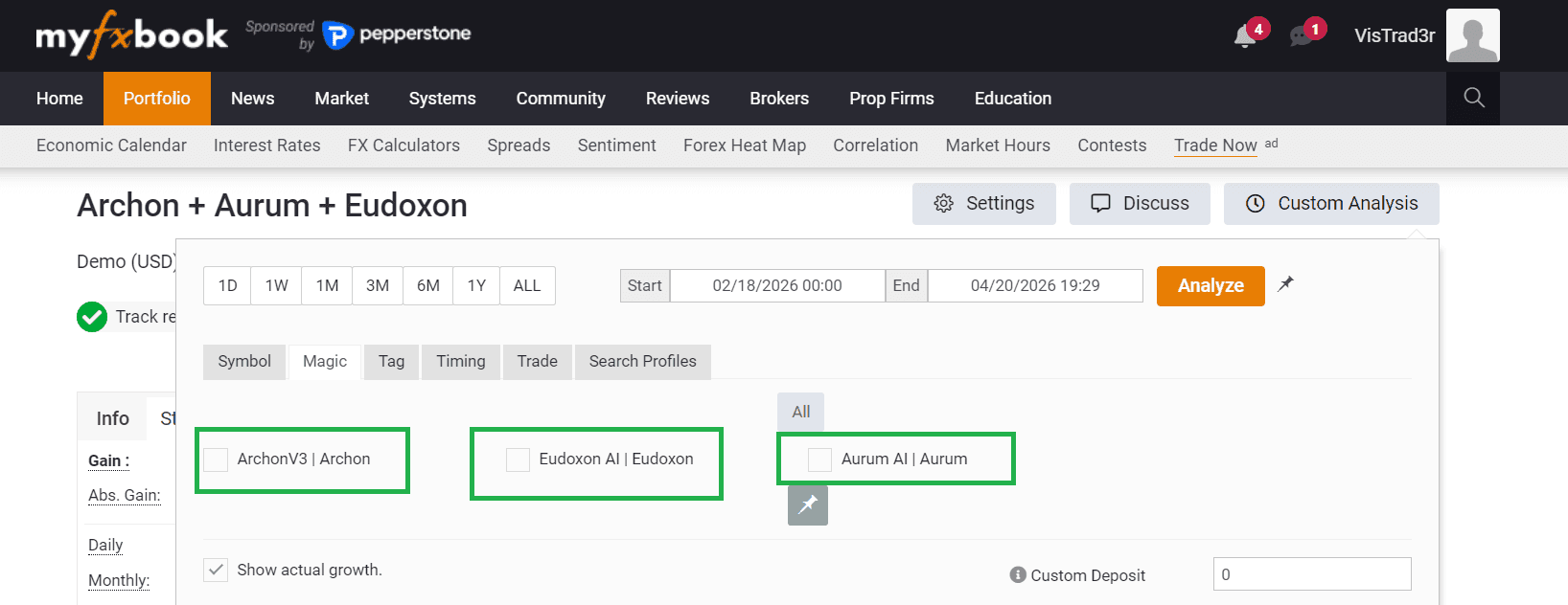 Magic filter options for Archon, Eudoxon, and Aurum highlighted